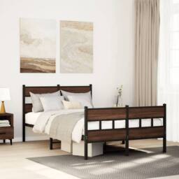 Berkfield Home Bed Frame Frame with Headboard & Footboard 120x190 cm Small Double in Brown - thumbnail 2