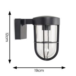 ValueLights Fanar Lantern IP44 Rated Bathroom Outdoor Wall Light with LED Bulb in Black - thumbnail 3