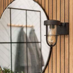 ValueLights Fanar Lantern IP44 Rated Bathroom Outdoor Wall Light with LED Bulb in Black - thumbnail 4
