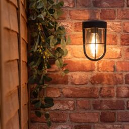 ValueLights Fanar Lantern IP44 Rated Bathroom Outdoor Wall Light with LED Bulb in Black