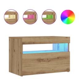 Berkfield Home Bedside Cabinets 2 pcs Smoked Oak 40x31x50 cm Wood & Metal in Brown - Size: 40 x 31 x 50 cm - thumbnail 3