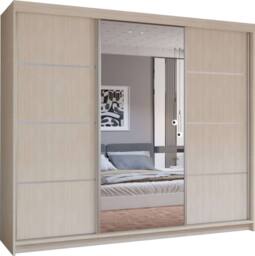 MN Furniture Pearl Contemporary 3 Door Wardrobe with Mirror Finish 250 cm x 217cm in Beige - thumbnail 2