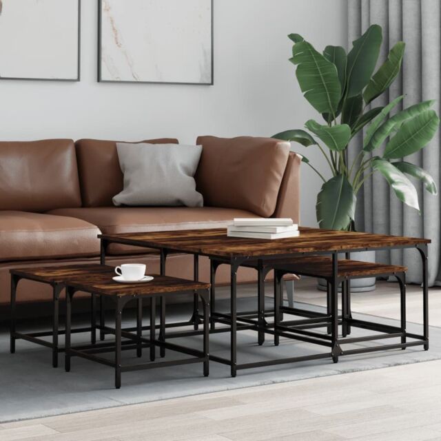 Berkfield Home Nesting Coffee Tables 5 pcs Smoked Oak Engineered Wood in Brown - image 1