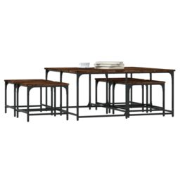 Berkfield Home Nesting Coffee Tables 5 pcs Smoked Oak Engineered Wood in Brown - thumbnail 3