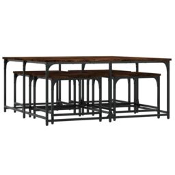Berkfield Home Nesting Coffee Tables 5 pcs Smoked Oak Engineered Wood in Brown - thumbnail 5