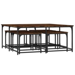 Berkfield Home Nesting Coffee Tables 5 pcs Smoked Oak Engineered Wood in Brown - thumbnail 2