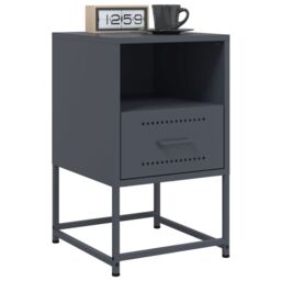 Berkfield Home Bedside Cabinets 2 pcs Anthracite 36x39x60.5 cm Steel in Black - thumbnail 3