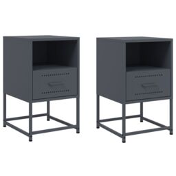 Berkfield Home Bedside Cabinets 2 pcs Anthracite 36x39x60.5 cm Steel in Black - thumbnail 2
