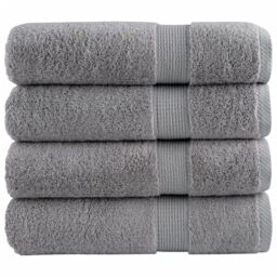Berkfield Home Premium Bath Towels SOLUND 4pcs Grey 100x150cm 600gsm - thumbnail 1
