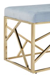 Orsina Luxe Gold & Powder Blue Velvet Bench, Stylish Garden Bench For Outdoor, Accent Dining Bench For Diningroom - thumbnail 4