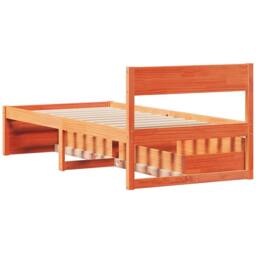 Berkfield Home Modern Bed Frame without Mattress Wax Brown 90x190 cm Single Soli - thumbnail 6