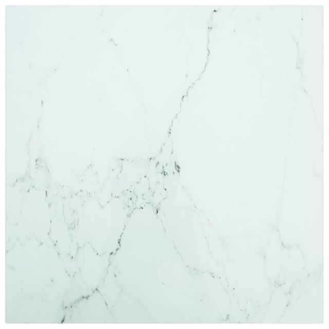 Berkfield Home Table Top White 70x70 cm 6 mm Tempered Glass with Marble Design - image 1