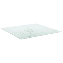 Berkfield Home Table Top White 70x70 cm 6 mm Tempered Glass with Marble Design - thumbnail 2