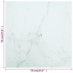 Berkfield Home Table Top White 70x70 cm 6 mm Tempered Glass with Marble Design - thumbnail 5
