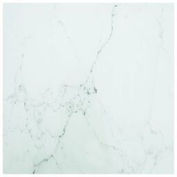 Berkfield Home Table Top White 70x70 cm 6 mm Tempered Glass with Marble Design