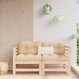 Berkfield Home Garden Corner Sofas 2 pcs Solid Wood Pine in Light Tan - thumbnail 2