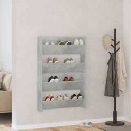 Berkfield Home Wall Shoe Cabinets 2 pcs Concrete Grey 80x18x60 cm Engineered Wood - Size: 80 x 18 x 60 cm - thumbnail 1