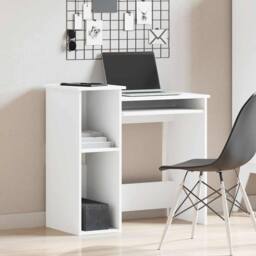 Berkfield Home Desk with Shelves White 84x40x78 cm Engineered Wood - Size: 84 x 40 x 78 cm - thumbnail 3