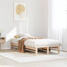 Berkfield Home Bed Frame without Mattress 90x190 cm Single Solid Wood Pine in Natural - thumbnail 2