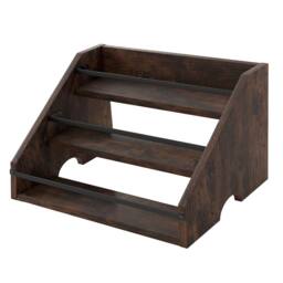 Toque Counter Top Wine Rack Storage Liquor Bottle Shelf Wooden Holders in Dark Brown