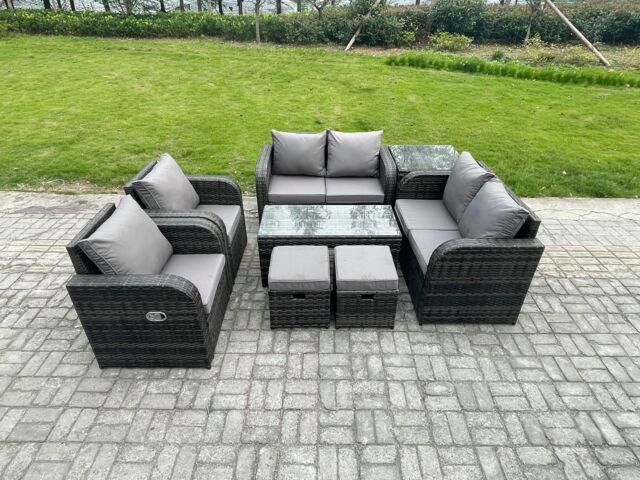 Fimous 8 Piece Rattan Garden Furniture Set Outdoor Patio Sofa, Table & Chairs Garden Table Ideal for Pool Side, Balcony, Outdoor & indoor Set - image 1