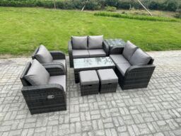 Fimous 8 Piece Rattan Garden Furniture Set Outdoor Patio Sofa, Table & Chairs Garden Table Ideal for Pool Side, Balcony, Outdoor & indoor Set - thumbnail 2