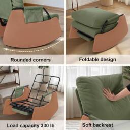 VOGREX Upholstered Soft Nursery Rocking Chair with Footrest Backrest in Green - thumbnail 6