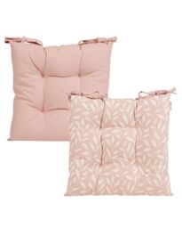 Dibor Set of 2 Rosedale Cotton Leaf Indoor Outdoor Garden Furniture Chair Sofa Seat Pads L40cm x W40cm in Pink - Size: 40 cm x 40 cm - thumbnail 2