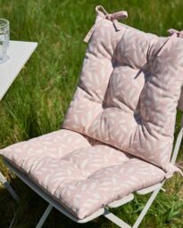 Dibor Set of 2 Rosedale Cotton Leaf Indoor Outdoor Garden Furniture Chair Sofa Seat Pads L40cm x W40cm in Pink - Size: 40 cm x 40 cm - thumbnail 1