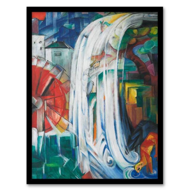 Artery8 Franz Marc Framed Wall Art The Bewitched Mill Colourful Painting - Size: A4 - image 1