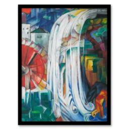 Artery8 Franz Marc Framed Wall Art The Bewitched Mill Colourful Painting - Size: A4 - thumbnail 1