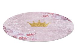RugsX Junior Rug in Pink - Size: 120 cm diameter - thumbnail 4