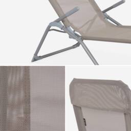 sweeek Set Of 4 Textilene Folding Sun Loungers With 2 Positions in Brown - thumbnail 2