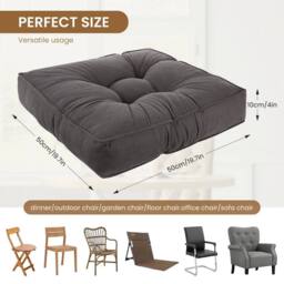 NESTLUNE Grey Thick Cotton Seat Cushion For Garden Dining - Size: 100 cm x 190 cm - thumbnail 2