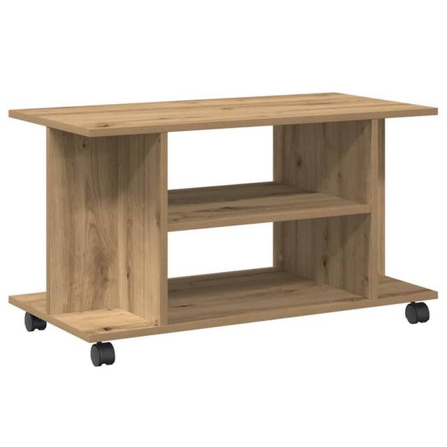 Berkfield Home TV Cabinet with Castors Artisan Oak 80x40x45 cm Engineered Wood in Brown - Size: 80 x 40 x 45 cm - image 1