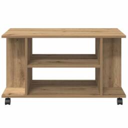 Berkfield Home TV Cabinet with Castors Artisan Oak 80x40x45 cm Engineered Wood in Brown - Size: 80 x 40 x 45 cm - thumbnail 4