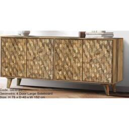 Jaipur Furniture Ltd Geometric 4 Door Large Sideboard - Mango Wood - L40 x W152 x H78 cm in Brown - thumbnail 2