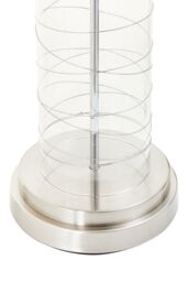 Orsina Glass Cylinder Table Lamp, Chrome Spiral Base with Black Linen Shade, Modern Monochrome Table Light in Brown - thumbnail 5
