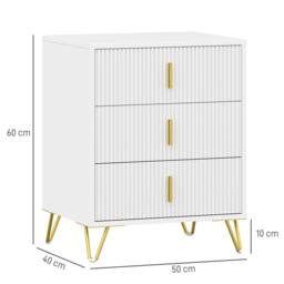 HOMCOM 3 Drawer Dresser Set of 2, Chest of Drawers Storage Cabinet, White - thumbnail 3