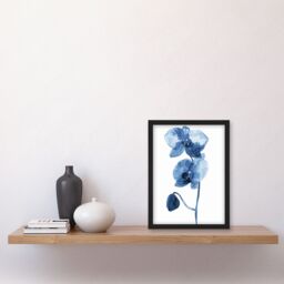 Artery8 Blue Orchid Flower Bloom Watercolour Painting Framed Art Print - Size: A4 - thumbnail 4
