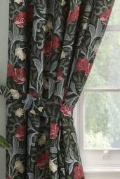 Dreams & Drapes 'Sandringham' 100% Cotton Pair of Pencil Pleat Curtains With Tie-Backs in Green - Size: 167 cm width x 183 cm drop - thumbnail 3