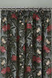 Dreams & Drapes 'Sandringham' 100% Cotton Pair of Pencil Pleat Curtains With Tie-Backs in Green - Size: 167 cm width x 183 cm drop - thumbnail 2