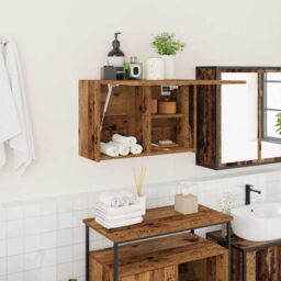 Berkfield Home Bathroom Wall Cabinet Old Wood 60x25x40 cm Engineered Wood in Brown - Size: 60 x 25 x 40 cm - thumbnail 1