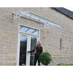 Palram Patio Cover Bordeaux Door Awning Canopy 2230 Clear - L223.5 cm - White - thumbnail 3