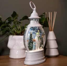 Samuel Alexander 28cm White Light up The Snowman, Snowdog & Billy Christmas Water Spinner with LEDs - thumbnail 6