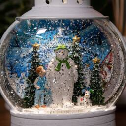 Samuel Alexander 28cm White Light up The Snowman, Snowdog & Billy Christmas Water Spinner with LEDs - thumbnail 5