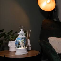 Samuel Alexander 28cm White Light up The Snowman, Snowdog & Billy Christmas Water Spinner with LEDs - thumbnail 2