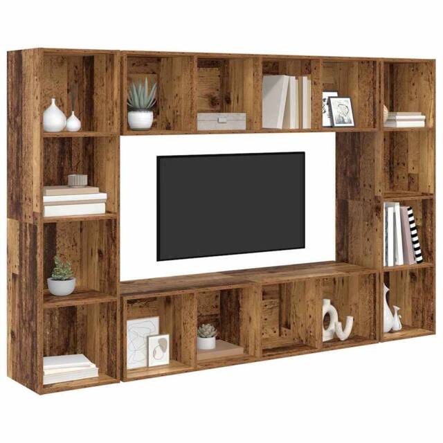 Berkfield Home TV Cabinet 4 pcs Brown 37 x 37 x 142.5 cm Engineered wood - image 1