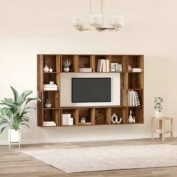 Berkfield Home TV Cabinet 4 pcs Brown 37 x 37 x 142.5 cm Engineered wood - thumbnail 4