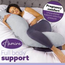 Aamira Light Grey Pregnancy Maternity Pillow, 145x25x25cm L Shape Memory Foam - Size: 145 x 25 x 25 cm - thumbnail 6